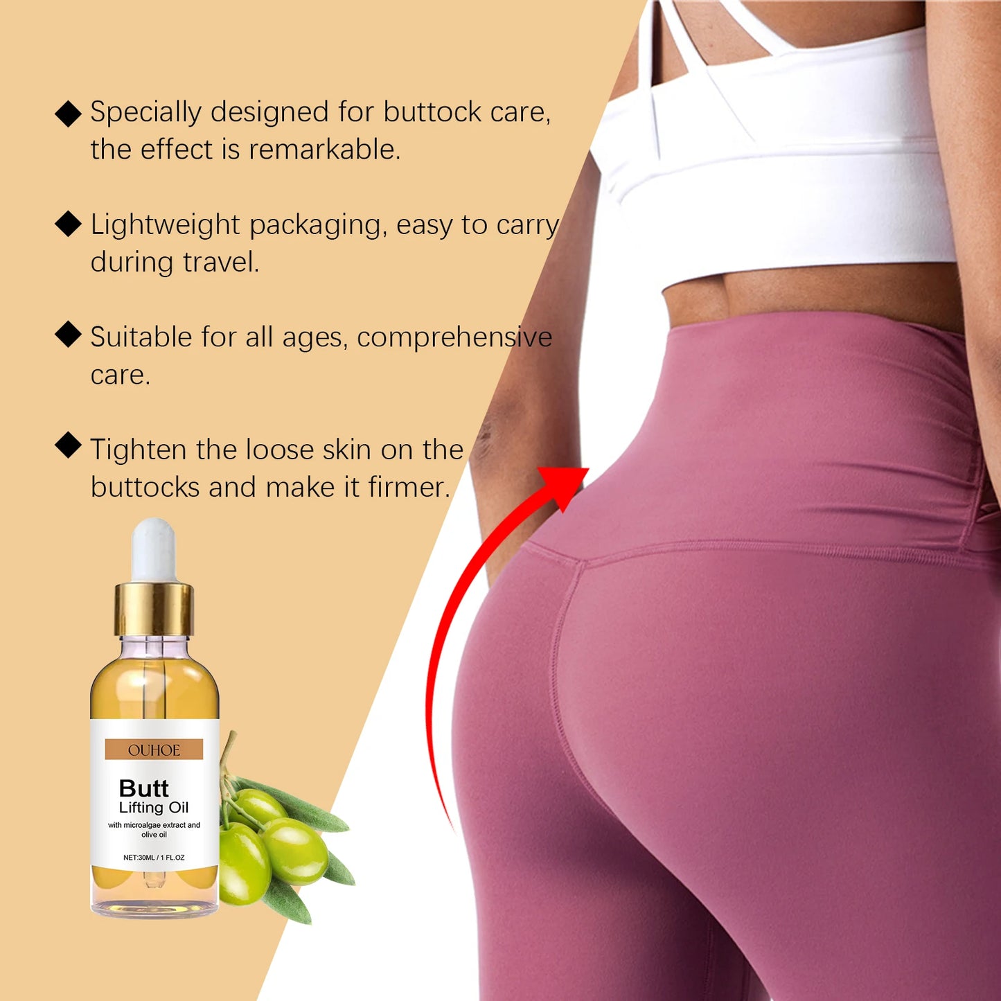 Hip Firming Body Oil - Nourishing Massage Oil for Skin Moisture & Elasticity Care