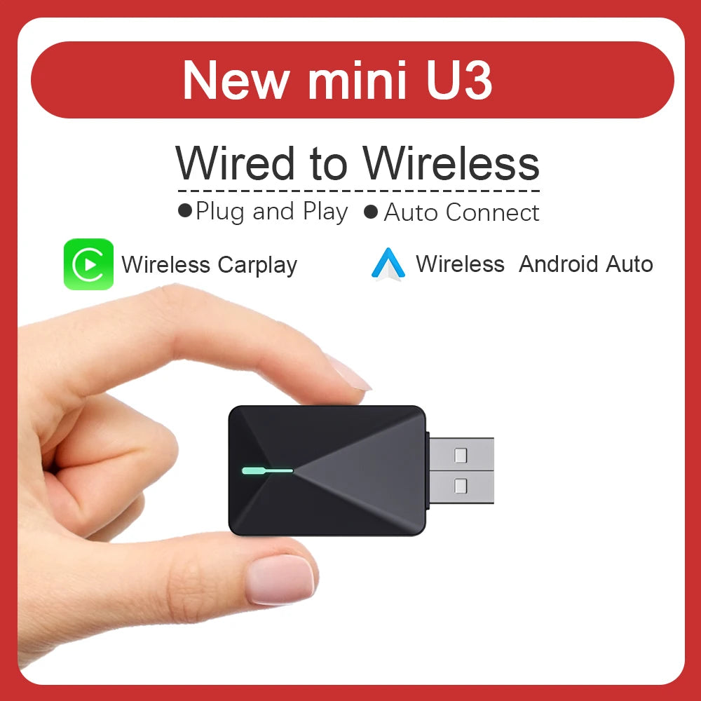 Mini U3 Smart Box for Mazda – Wireless CarPlay & Android Auto, Plug & Play with OTA Upgrade
