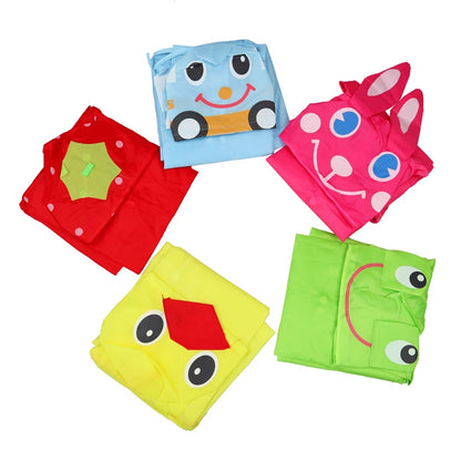 Kids Cartoon Raincoat - Animal Style Waterproof Rainwear for Children with Folding Design