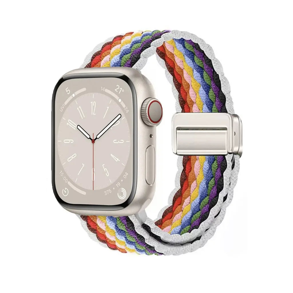 Nylon Braided Watch Band for Apple Watch – Compatible with Series SE, 3–10 & Ultra (38–49mm Adjustable Sport Strap)
