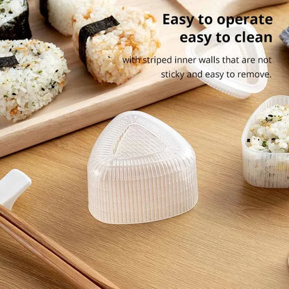 2PCS Transparent Sushi Mold Kit – DIY Onigiri Rice Ball & Triangular Sushi Maker Press for Bento Kitchen Food Preparation