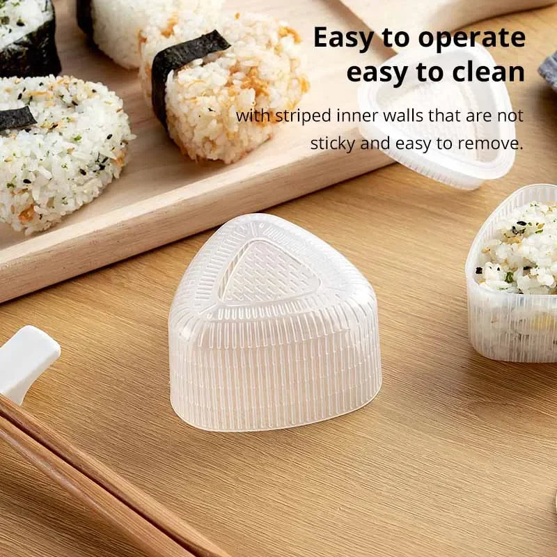 2PCS Transparent DIY Sushi Mold Kit – Onigiri Rice Ball Triangle Maker Press, Kitchen Bento Food Shaping Tool Set