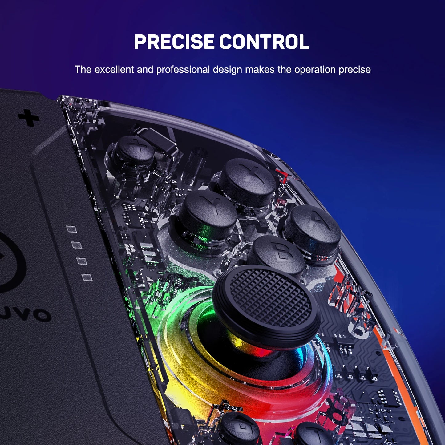 LinYuvo KS40 Transparent Wireless Joy-Pad – 8 Color LED Controller with Turbo Function for Switch/NS OLED & Lite