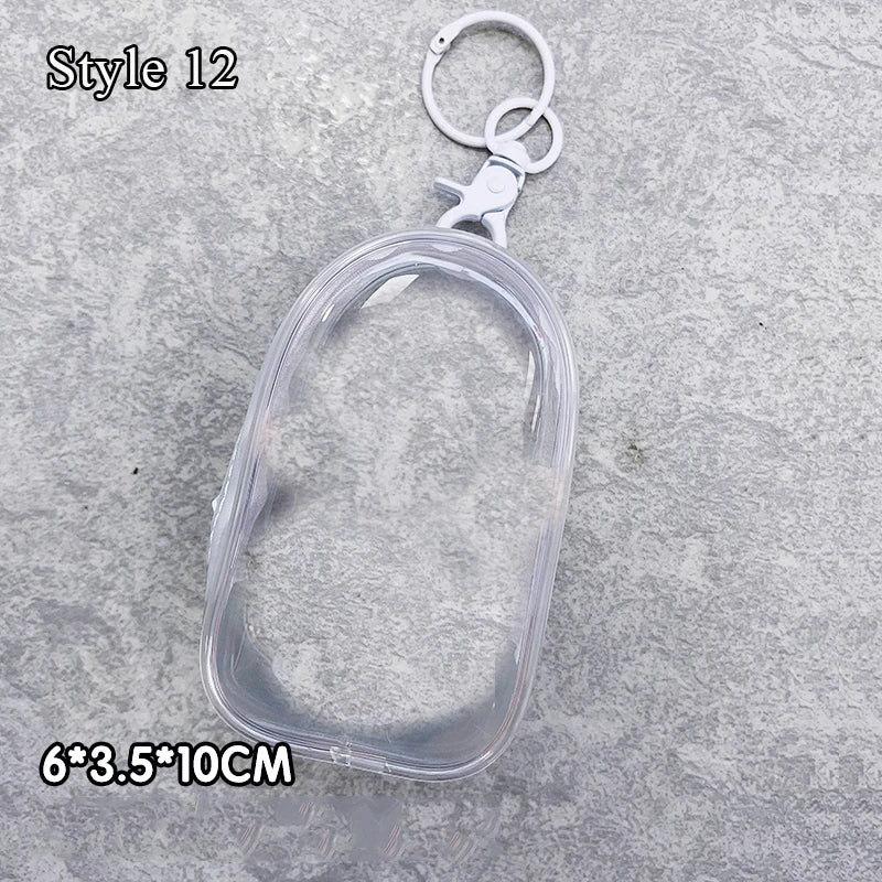 Transparent Jewelry Organizer Box – Plastic Storage Pouch with Keychain, Dustproof Case, Cute Doll Bag for Accessories