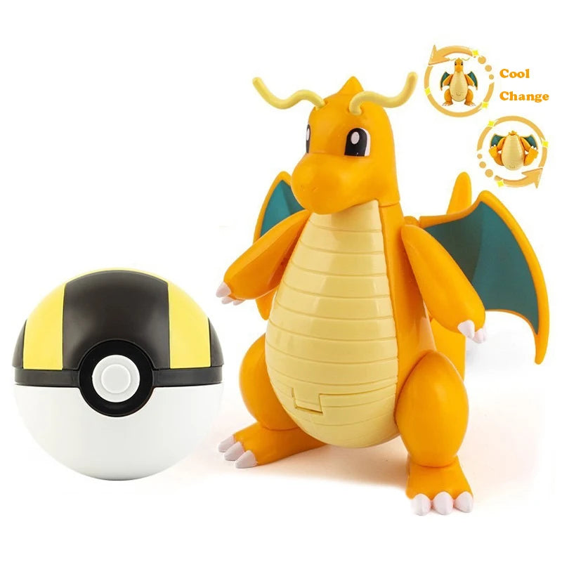 New Pokémon Action Figures – Pikachu, Charizard & Greninja Pocket Monster Poké Ball Deformation Toys for Kids Birthday Gifts