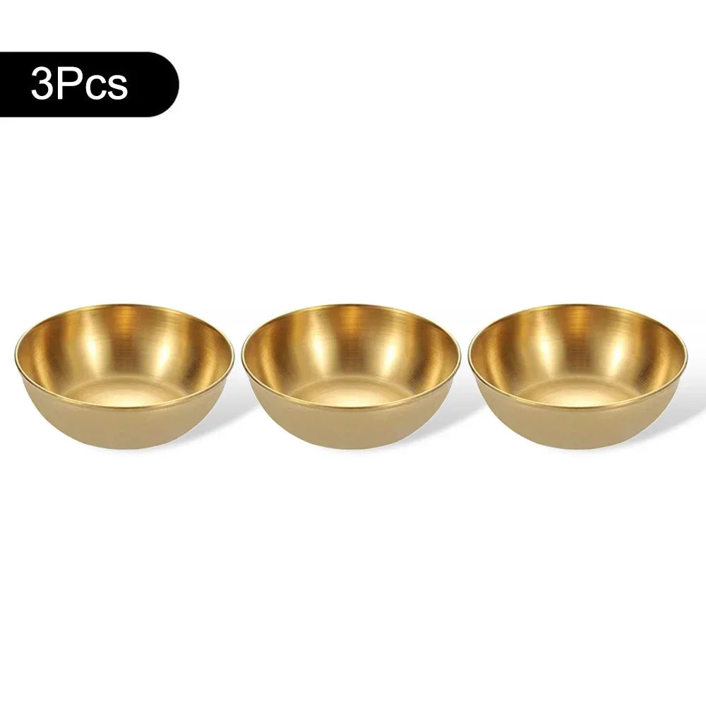 3/6-Piece Stainless Steel Sauce Dishes – Appetizer & Spice Serving Plates for Kitchen