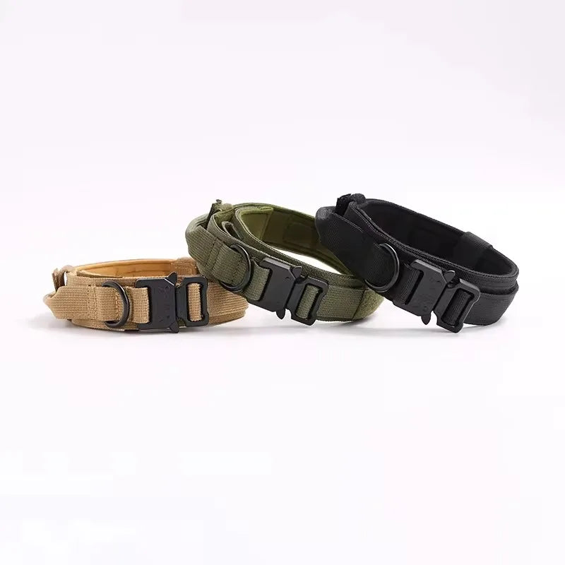 Nylon Tactical Dog Collar with Handle – Adjustable Durable Collar for Medium & Large Dogs Pet Accessories