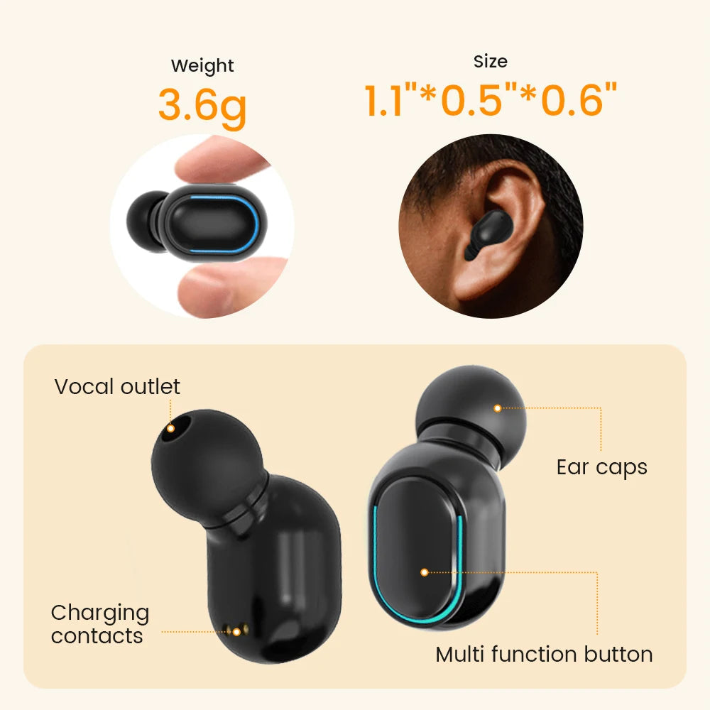 Rechargeable Invisible Hearing Aids for Elderly – Mini Wireless ITE Sound Amplifier Listening Device