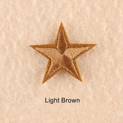 10Pcs Mini Star Embroidery Iron-On Patches – DIY Clothing Appliques Pentagram Stickers for Jackets, Jeans & Bags (Black, White, Gold)