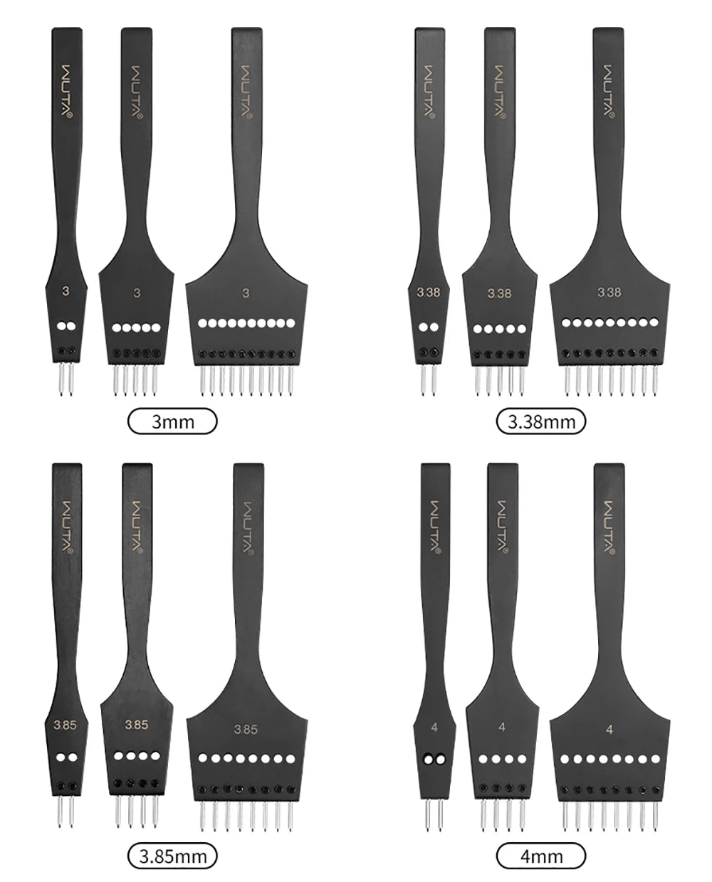 WUTA 3G Replaceable Leather Punch Heads – Diamond, Olive & Round Hole Pricking Irons for DIY Leathercraft