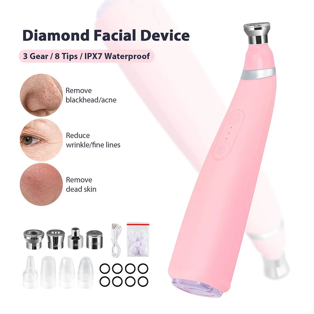 Foreverlily Portable Diamond Peeling Machine – Microdermabrasion Facial Cleaner & Blackhead Remover Vacuum Device