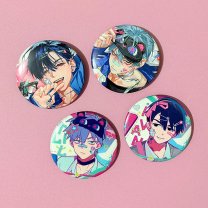 4pcs Anime Alien Stage Badge Set - Ivan and Till Cartoon Brooch Pins for Clothing, Backpacks, and Cosplay Gifts