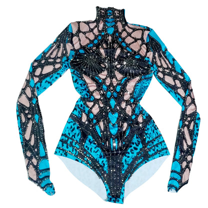 Purple Rhinestone Bodysuit - Prom, Dance, Nightclub & Stage Performance Costume