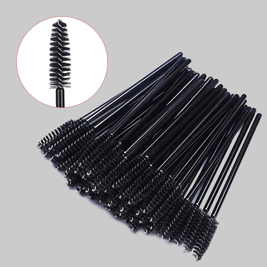 50/1000pcs Disposable Eyelash Brushes - Mascara Wands, Eyebrow Spoolie Applicators & Makeup Extension Tools