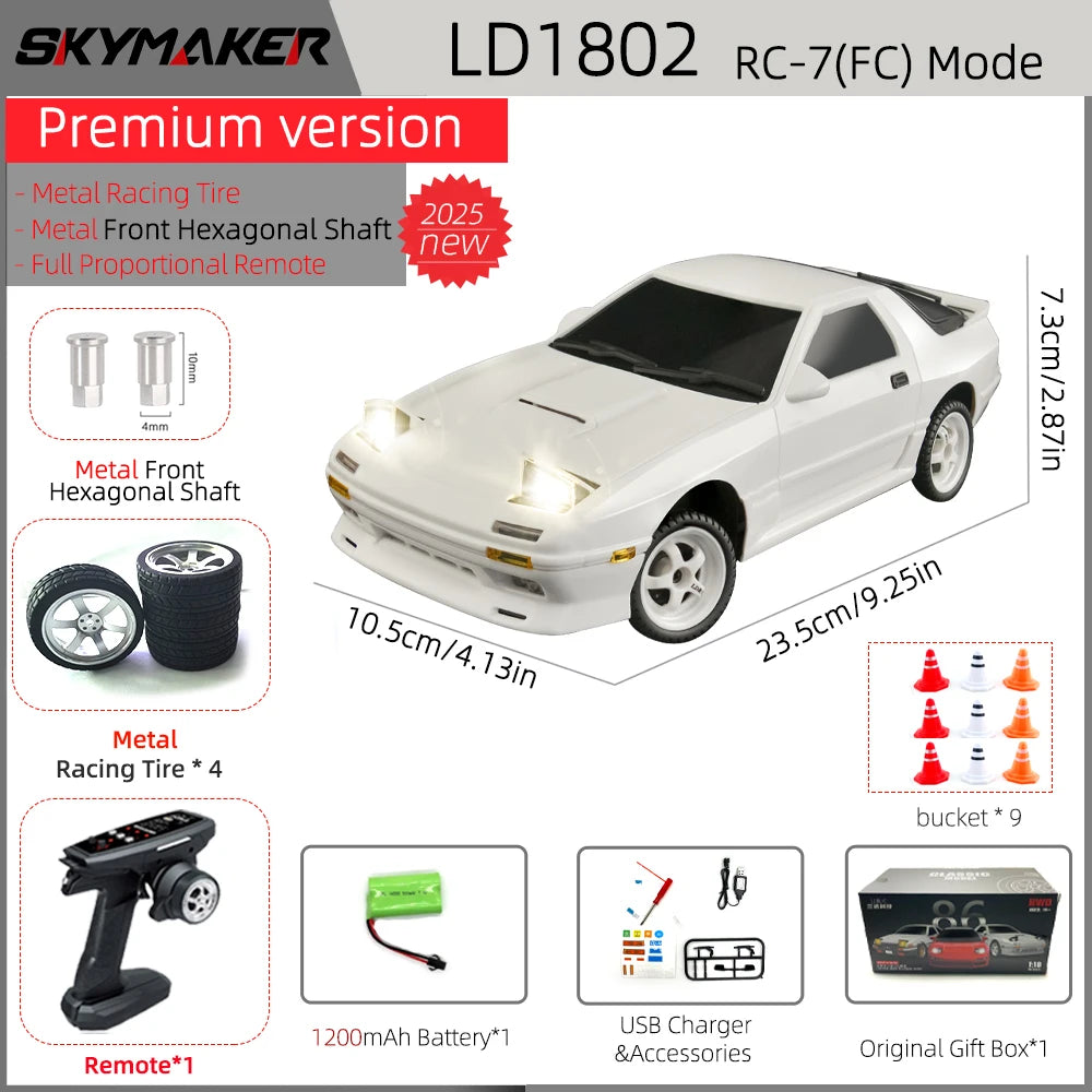 1:18 Skymaker AE86 & RX-7 FC RC Drift Cars with 2.4G Remote, ESP Gyroscope & LED Lights – Mini Racing Toy Cars