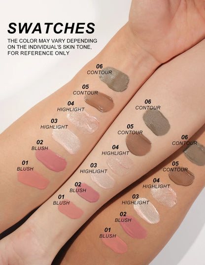 YOUNG VISION Air Cushion Powder Blusher - High Gloss Stick Rouge Makeup Liquid, 6 Color Options