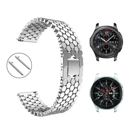 22mm/20mm Stainless Steel Strap for Samsung Galaxy Watch 3, Gear S3, Active 2 & Huawei/Amazfit Watch Bracelet