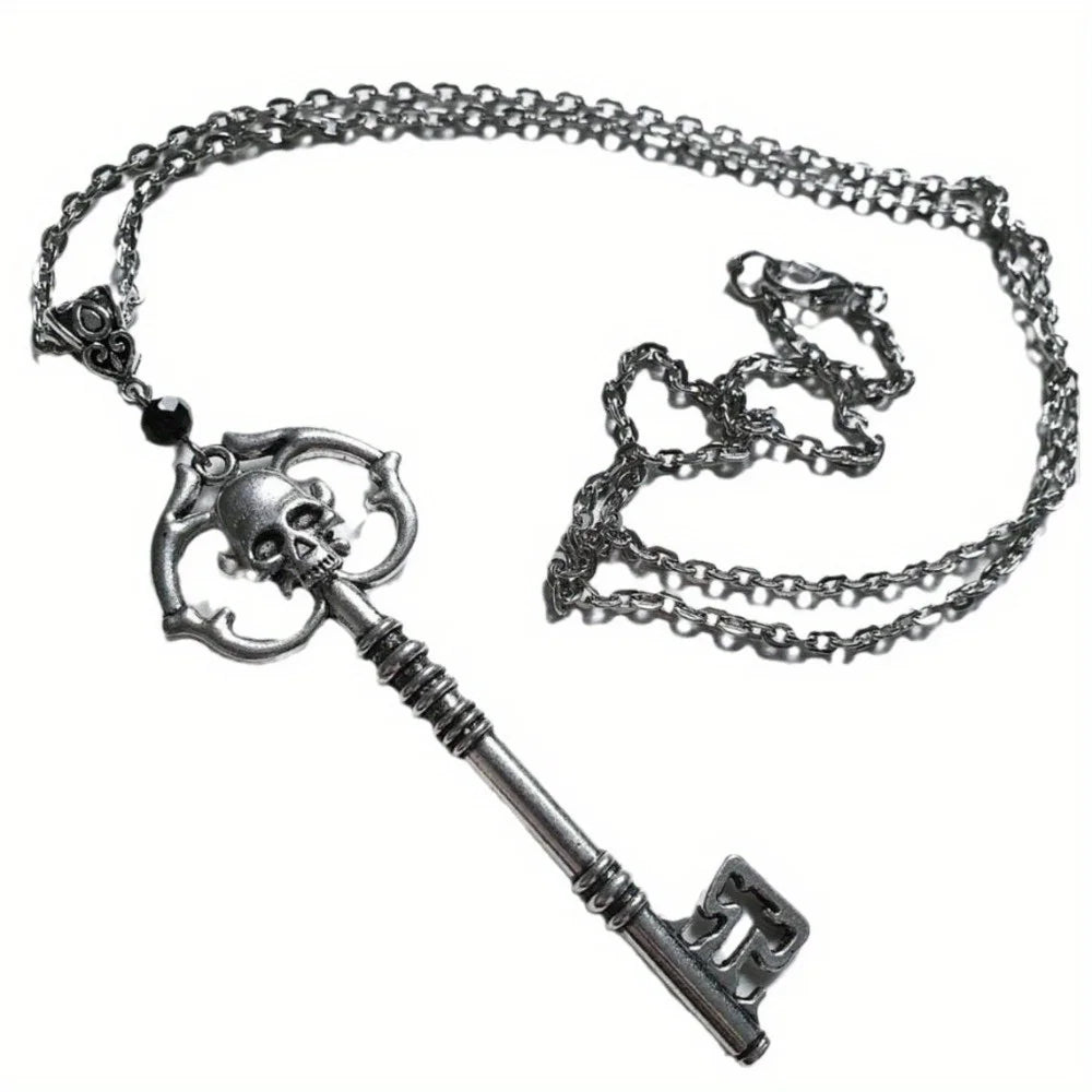 Gothic Skull Lover Key Necklace - Dark Punk Personalized Collar Jewelry Gift