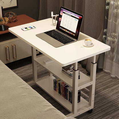 Adjustable Height Swivel Wheel Bedside Table – Mobile Rolling Desk for Laptop, Dormitory & Bedroom Use