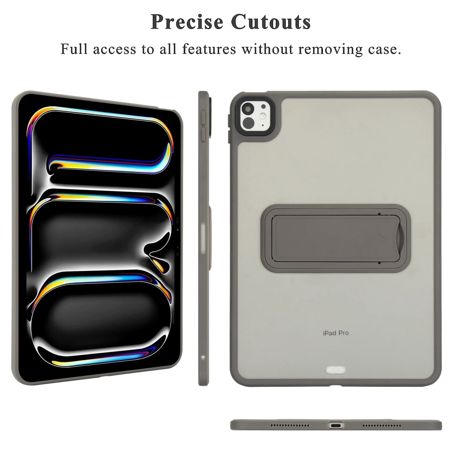 Matte Kickstand Case for iPad Pro, Air & Mini – Translucent Cover for 10.2", 10.9", 11" (4th–10th Gen, 2024)