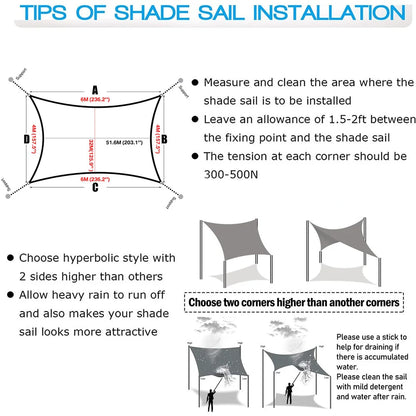 Waterproof Sun Shade Sail Canopy - UV Block Outdoor Patio Garden Backyard Awning Privacy Shelter