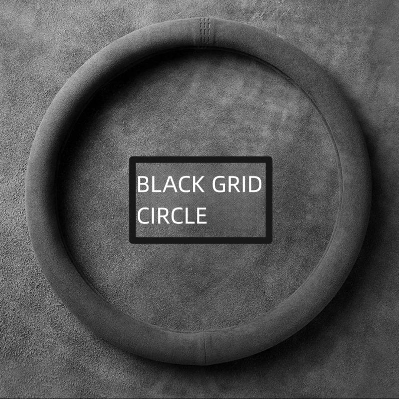 All-Season Suede Steering Wheel Cover — Ultra-Thin, Non-Slip, Breathable for Round & D-Shaped Wheels