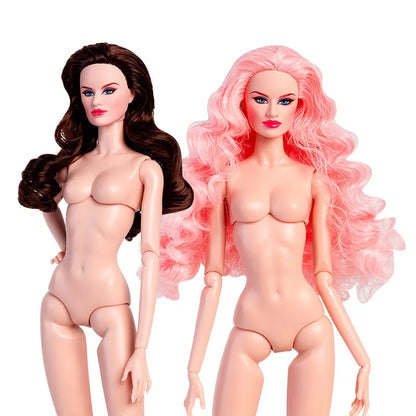 32cm BJD European Fashion Doll — 1/6 Pink Body & Hair with Cute Gown, Daily Outfit DIY Toy for Girls Birthday Gift