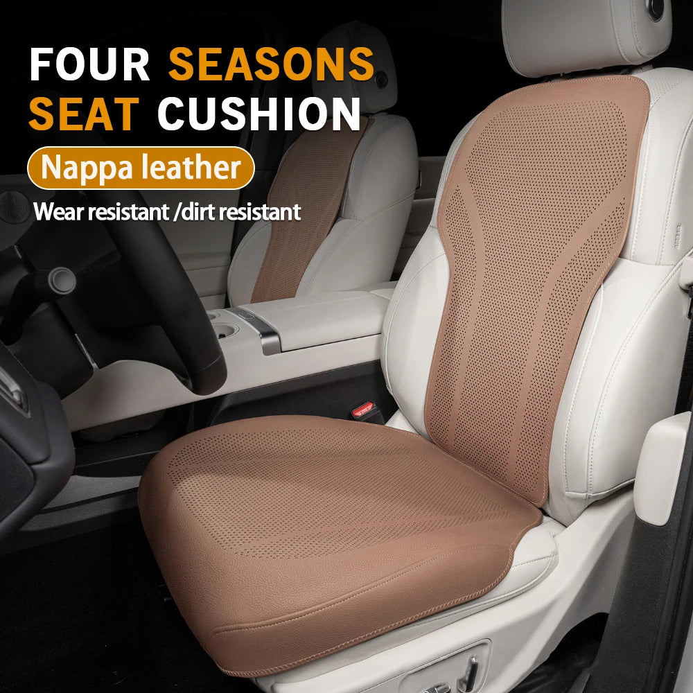 Universal Leather Car Seat Cushion - Breathable Perforated Four-Season Seat Cover