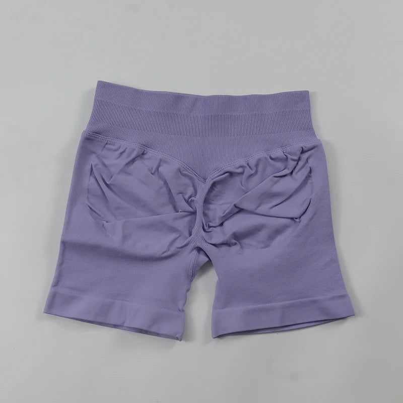 Impact Seamless Scrunch Bum Yoga Shorts – Low Ribbed Waistband, High Stretch Workout & Running Gym Shorts