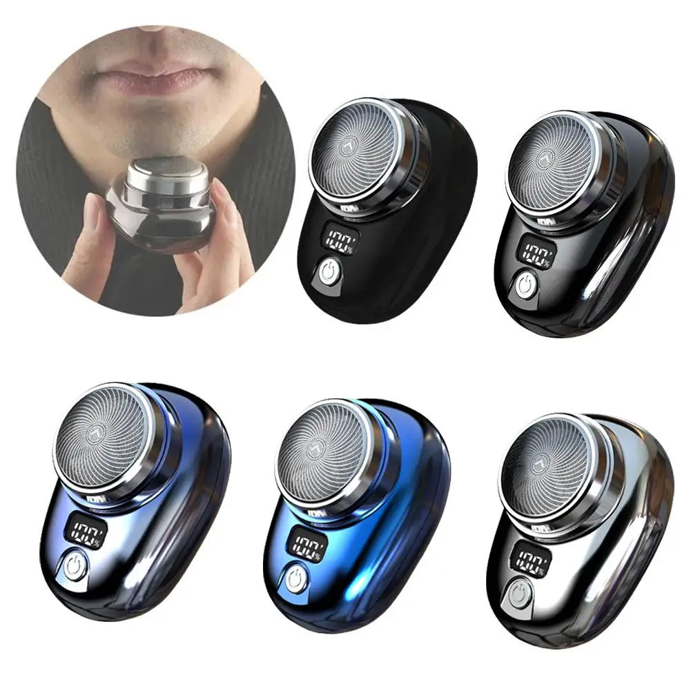 Portable Mini Electric Razor for Men – Cordless Pocket Beard Shaver with Digital Display