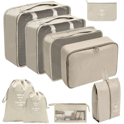 7–10 Pc Travel Organizer Storage Bags Set – Portable Packing Cubes for Suitcase, Clothes, Shoes & Luggage Tidy Pouch