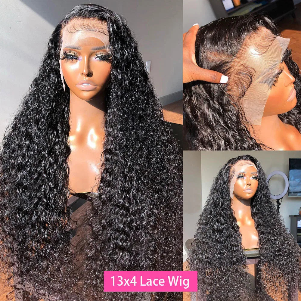 Curly HD Lace Front Wig – 100% Human Hair 13x6 Lace Frontal Deep Wave & Water Wave Wig, Affordable Wigs for Women