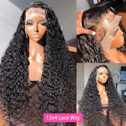 Curly HD Lace Front Wig – 100% Human Hair 13x6 Lace Frontal Deep Wave & Water Wave Wig, Affordable Wigs for Women
