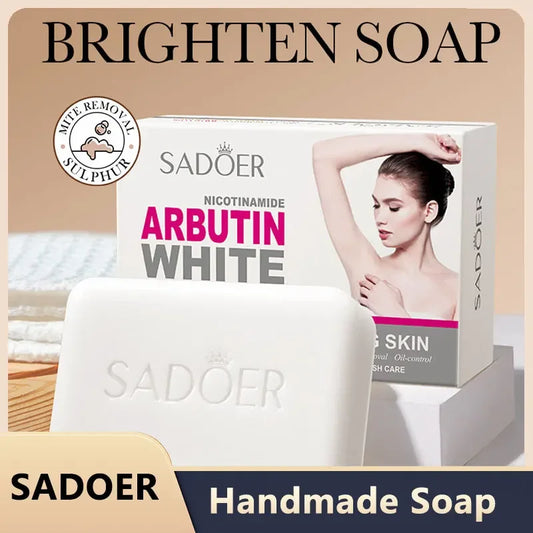 Sadoer Niacinamide & Arbutin Facial Soap – Brightening Moisturizing Deep Cleansing Handmade Face & Body Cleanser Foam