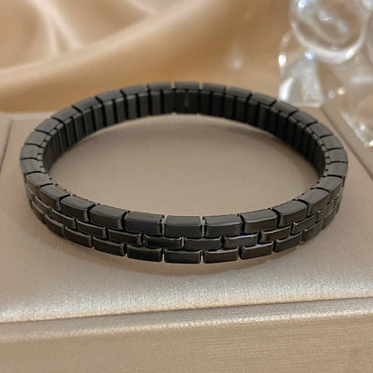 Greatera Five-Layer 10mm Beaded Bracelet – Two-Tone Stainless Steel Watch Chain Bangle Jewelry for Men & Women