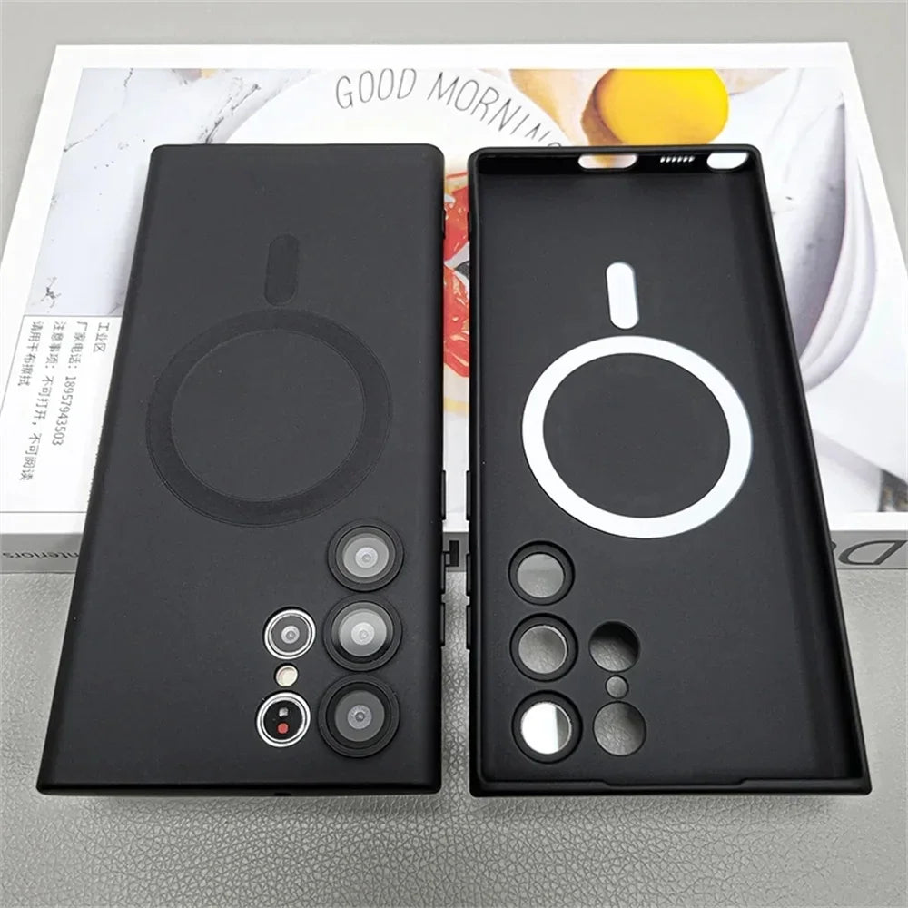 Luxury Matte Magnetic Case for Samsung S25/S24/S23/S22 Ultra & S21/S20 Plus – Magsafe Compatible Note 20 Ultra Phone Cover