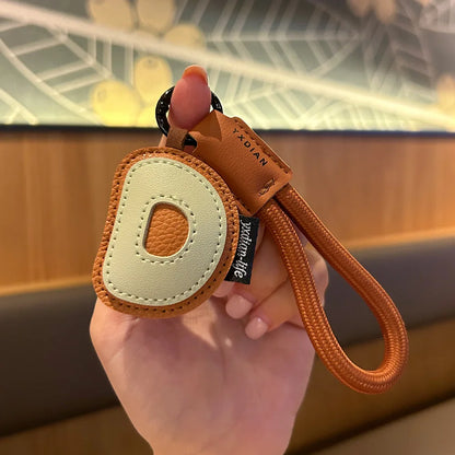 A-Z Leather Initial Keychain - Braided Wristband Pendant for Men & Women, Car, Bag & Phone Case Charm