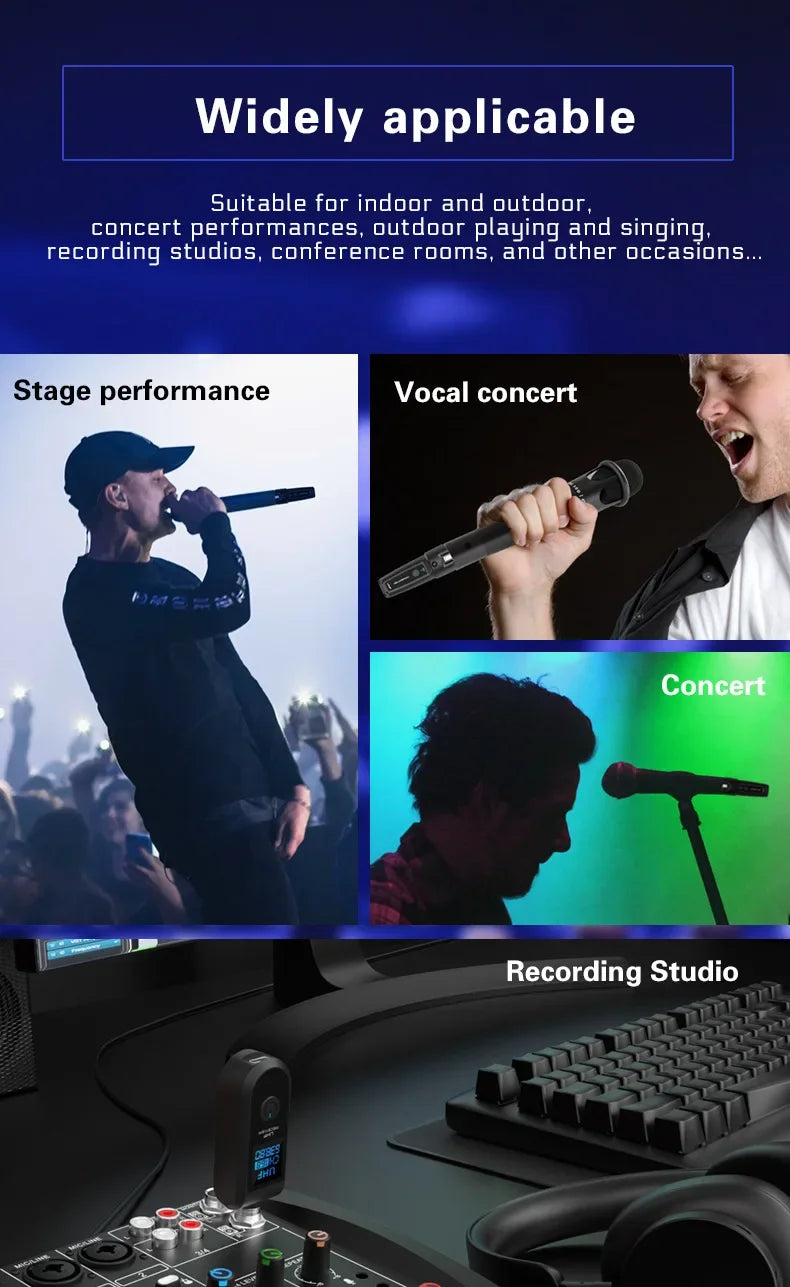 UHF Wireless Microphone Adapter – XLR Transmitter & Receiver for Dynamic Mics, Guitar, Audio Mixer & PA System