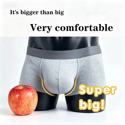 Men's Cotton Boxer Briefs - Breathable Soft Underwear with Extra-Large Pouch, Comfortable Stretch Fit