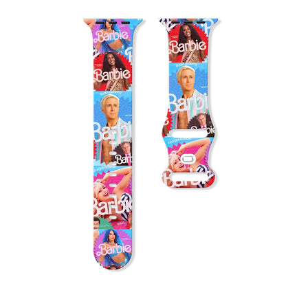 Doll Printed Silicone Strap for Apple Watch 9/8/7/SE/6 - Replaceable 45mm 44mm 42mm 41mm Band for iWatch Sport