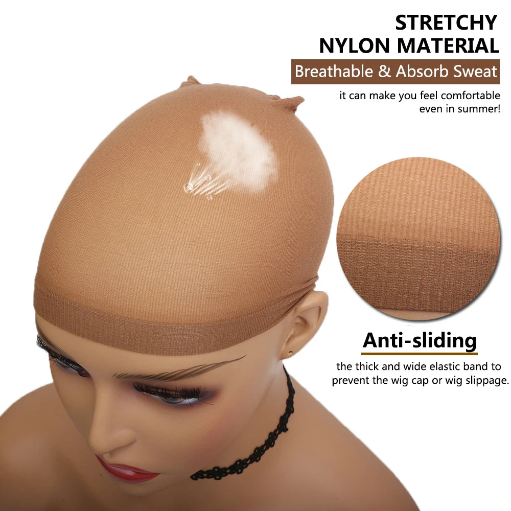 24PCS Wig Caps (12 Packs) – Stretchable Nylon Mesh Stocking Hair Nets, Breathable & Free Size for Wigs