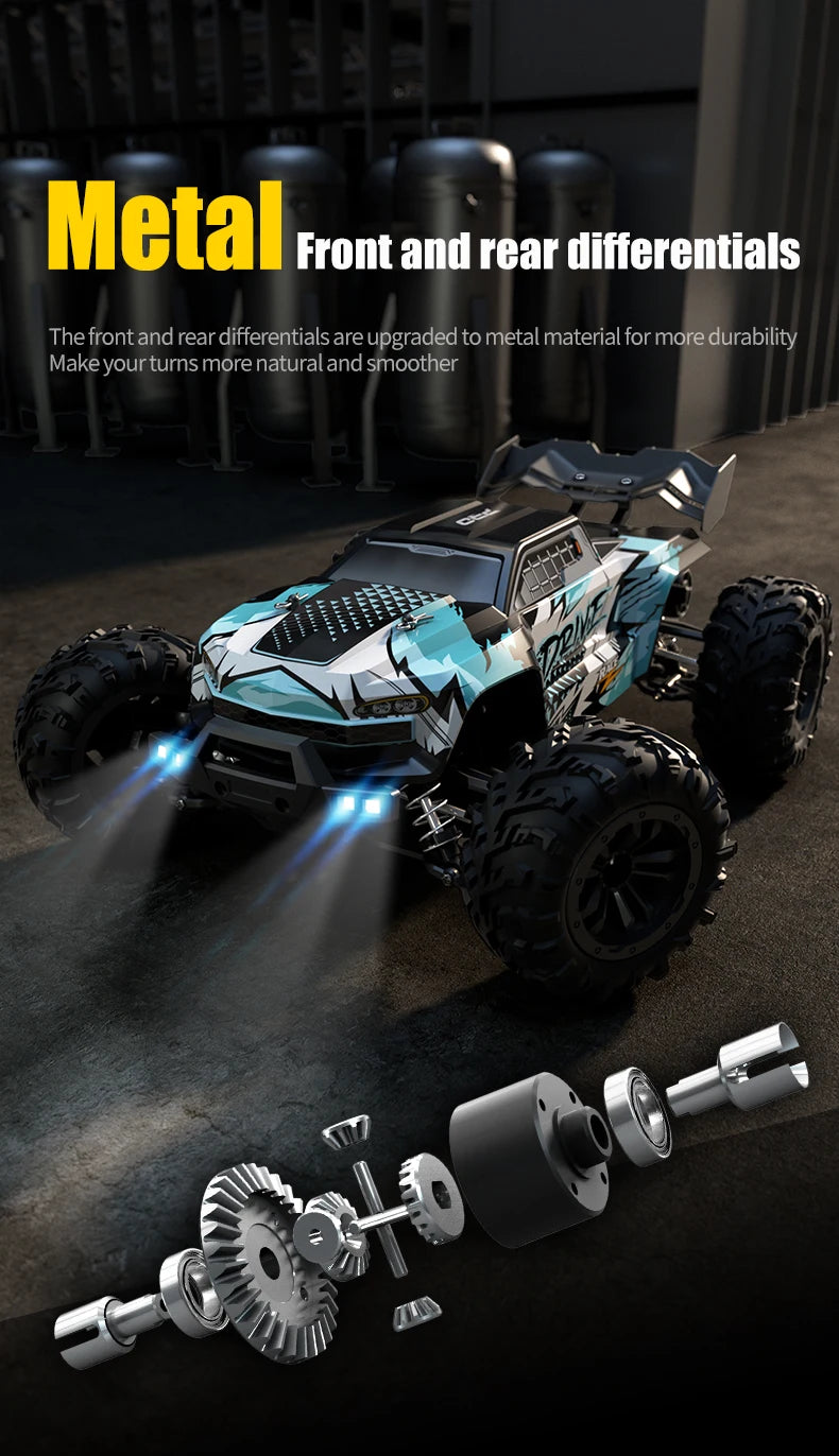 ZWN 1:16 4WD RC Monster Truck – 70KM/H High-Speed Drift Remote Control Car with LED for Kids, vs Wltoys 144001