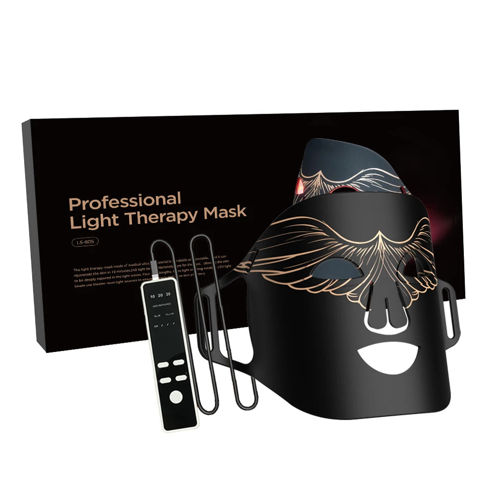 Lescolton Red LED Light Therapy Mask - Infrared Flexible Silicone, 4-Color Anti-Aging Advanced Photon Mask