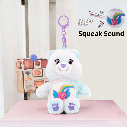 Care Bears Plush Keychain - 15cm Squeaky Bear Pendant for Backpack & Luggage Gift