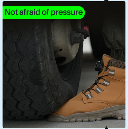 2024 Fashion Waterproof Security Work Boots – Protective Leather, Anti-Smash & Anti-Puncture Industrial Safety Shoes