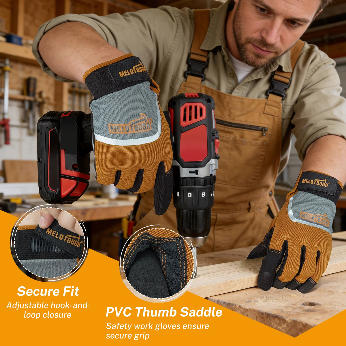 Heavy-Duty Work Gloves - Breathable Touchscreen Mechanic, Gardening & Warehouse Gloves for Men & Women