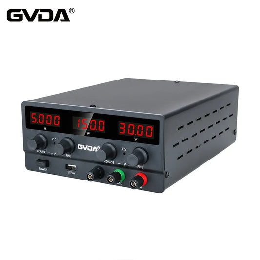 GVDA USB DC Adjustable Power Supply – 30V 10A / 60V 5A Regulated Voltage Stabilizer Bench Power Source