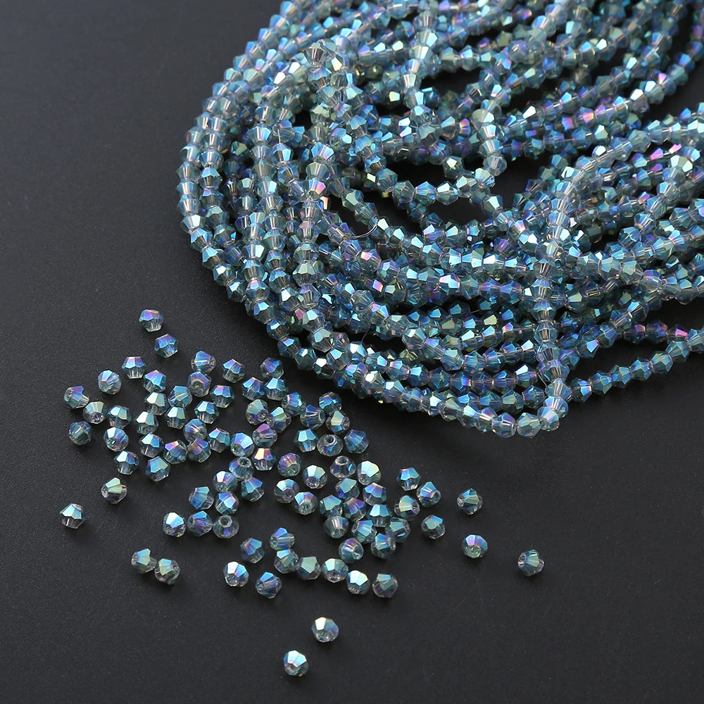3/4mm Crystal Bicone Glass Beads - White Loose Faceted Beads for DIY Bracelets, Earrings & Jewelry Making
