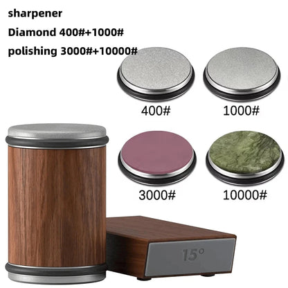 New Rolling Double-Sided Diamond Knife Sharpener – 15° & 20° Magnetic Angle Roller for Kitchen Sharpening