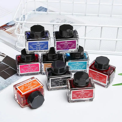 15ml Carbon-Free Fountain Pen Ink — Non-Carbon Ink Bottle for Stationery & Printing